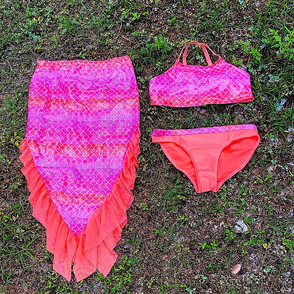 Wonder Nation Girls 3 Piece Swim Suit